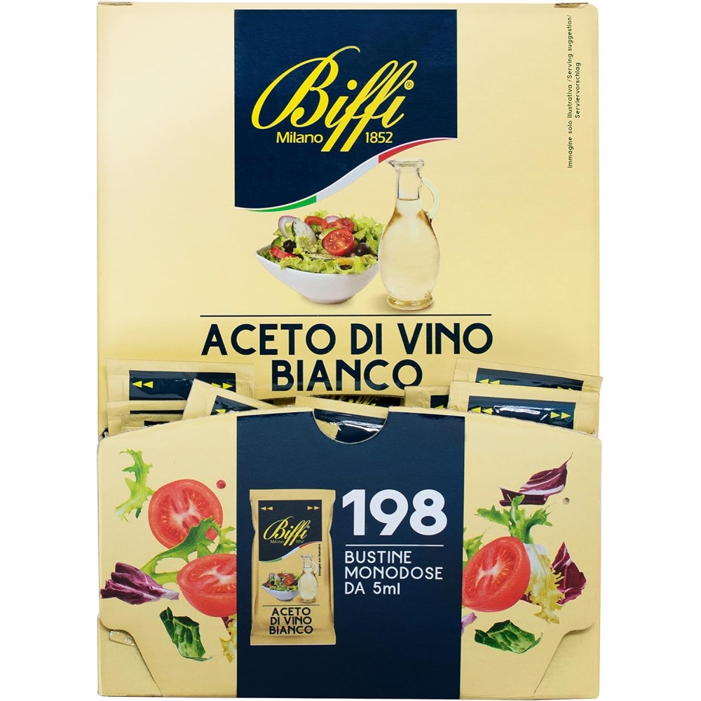 Biffi - Aceto di Vino Bianco - Monodose - 198 bustine monoporzione da 5 ml