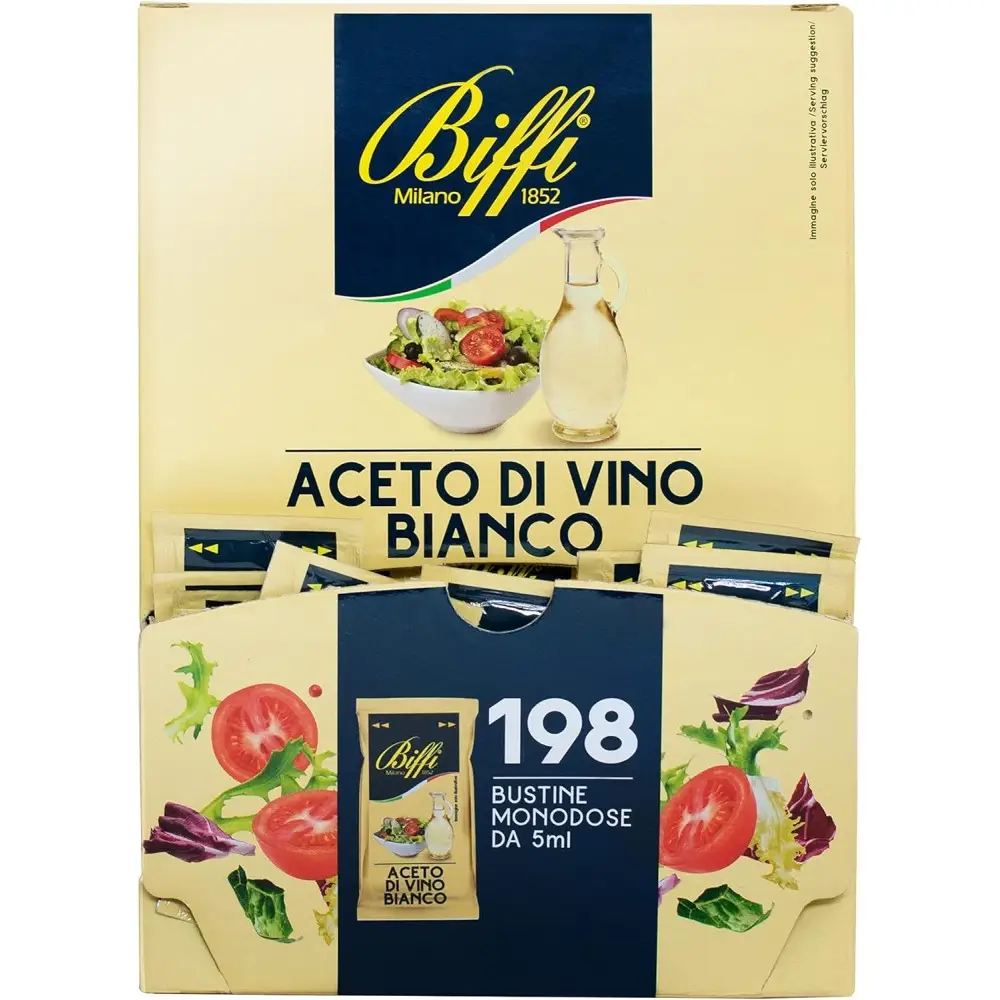 Biffi - Aceto di Vino Bianco - Monodose - 198 bustine monoporzione da 5 ml