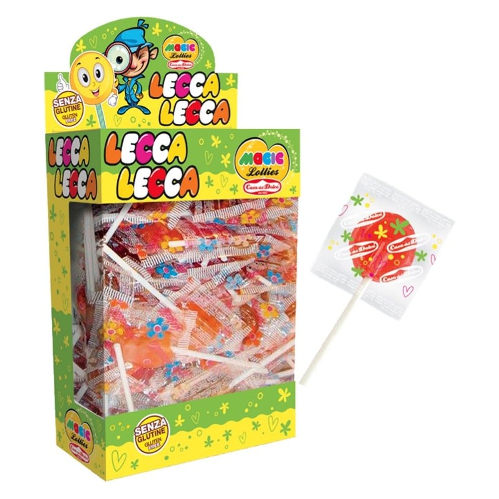 Lecca Lecca piatte al gusto frutta confezione da 100 pezzi - Magic Lollies colorate incartate singolarmente - Senza Glutine