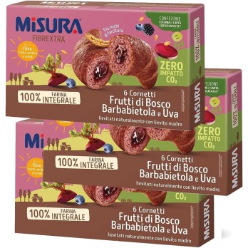 3 X Misura Cornetti ai Frutti di Bosco Barbabietola e Uva 100% Farina Integrale