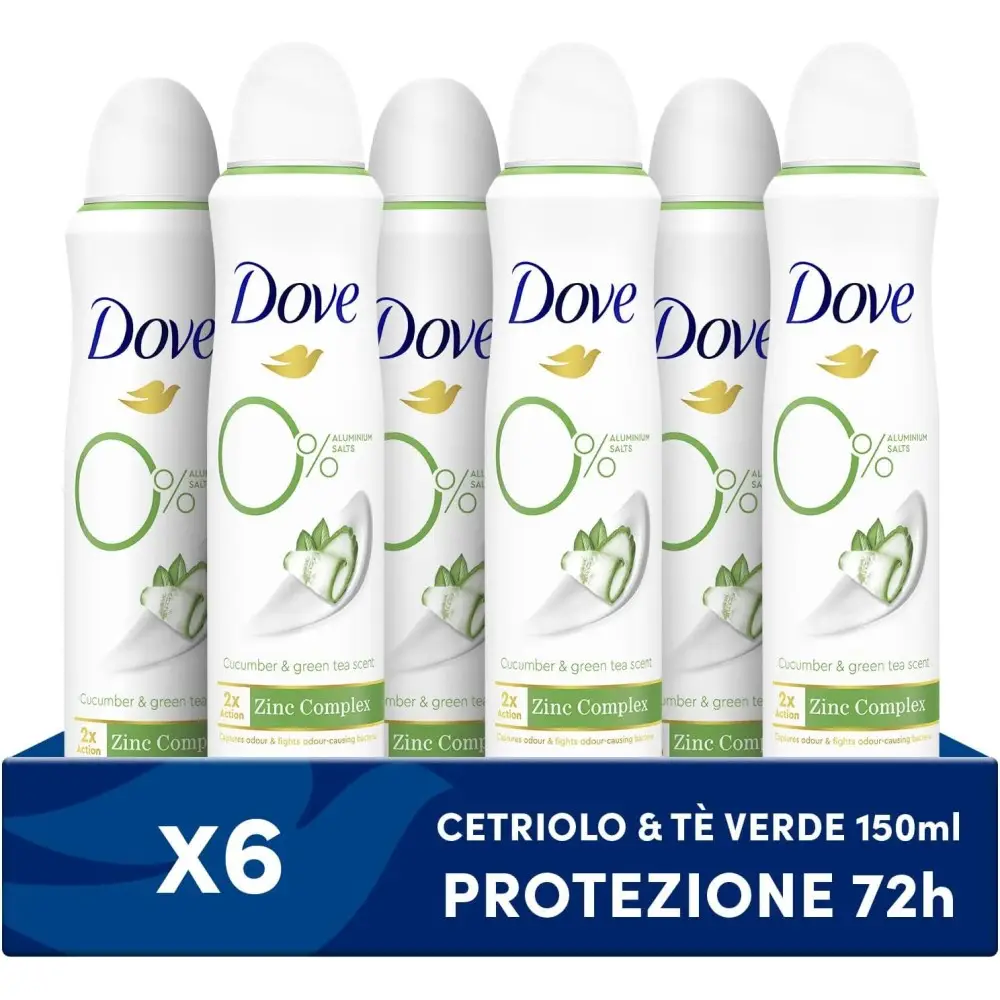 Dove Deodorante Spray Advanced Care 0% Go Fresh Cetriolo, Senza Alcol e Sali di Alluminio
