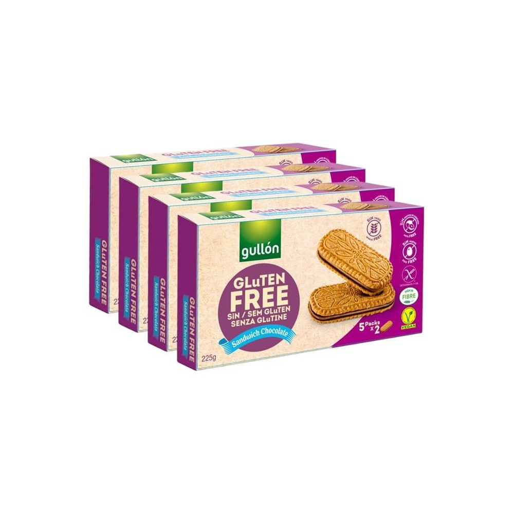 Gullon Sandwich Chocolate Biscotti con Avena e Ripieno di Crema al Gusto Cioccolato Senza Glutine Vegan - 225g