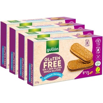 Gullon Sandwich Chocolate Biscotti con Avena e Ripieno di Crema al Gusto Cioccolato Senza Glutine Vegan - 225g