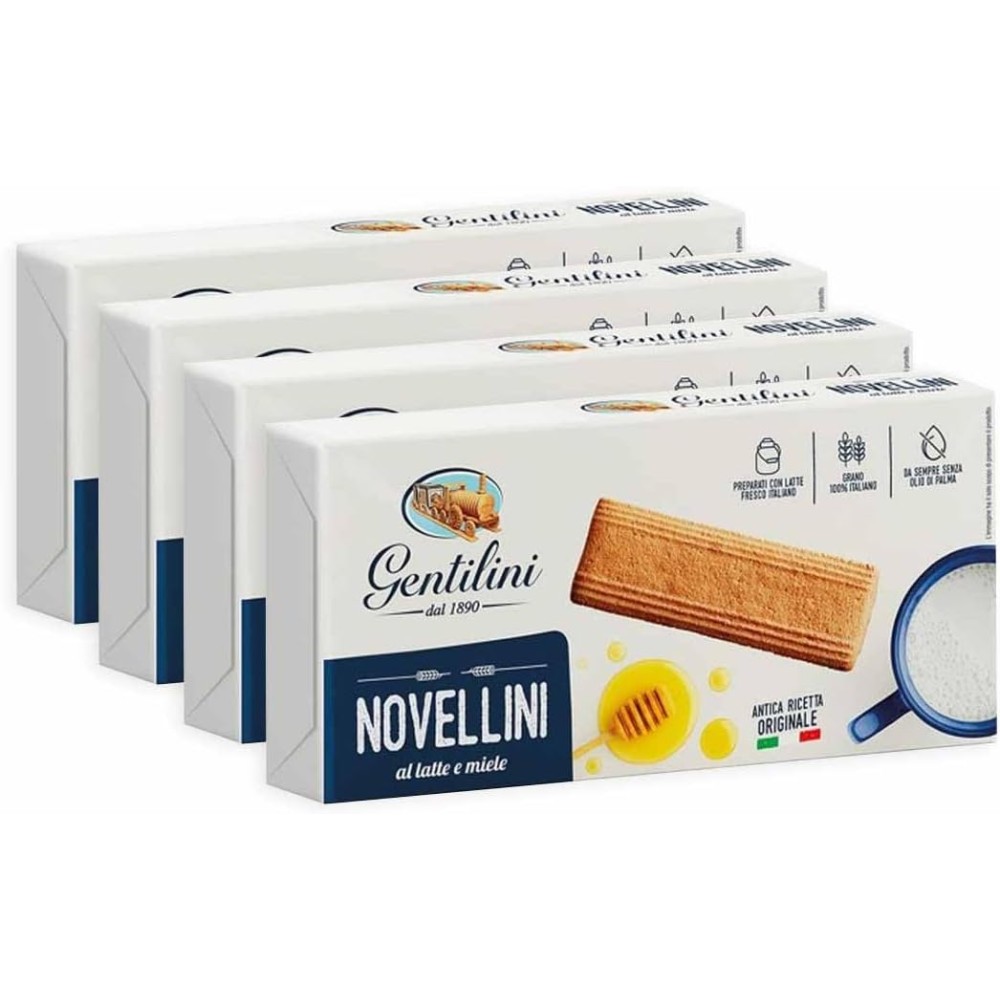 4X Gentilini Novellini Biscotti al Latte e Miele 250g