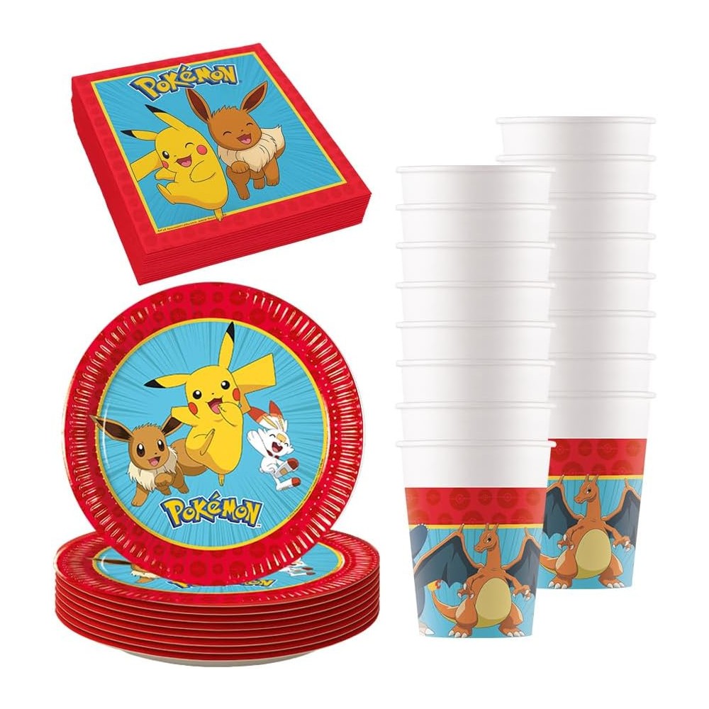 Kit compleanno Pokemon, 52 pezzi rosso e giallo