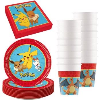 Kit compleanno Pokemon, 52 pezzi rosso e giallo