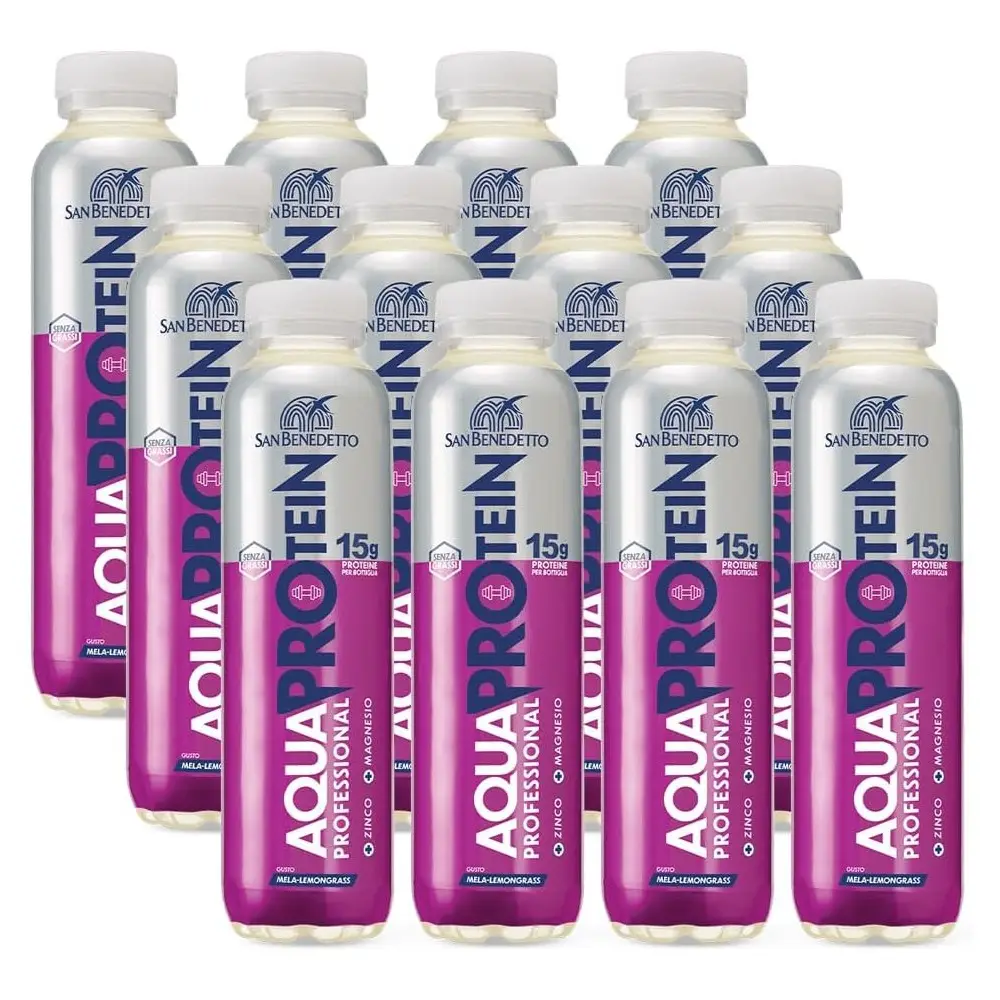 San Benedetto Acqua Protein Bevanda Proteica Mela Lemongrass 400ml - 12 Bottiglie