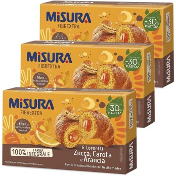 3 X Misura Cornetti alla Zucca, Carota e Arancia 100% Farina Integrale 308 g