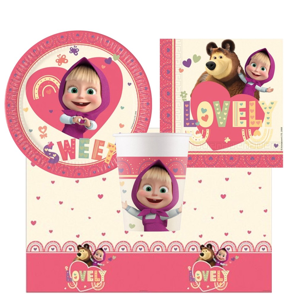 KIT 16 - COORDINATO TAVOLA COMPLEANNO MASHA E ORSO