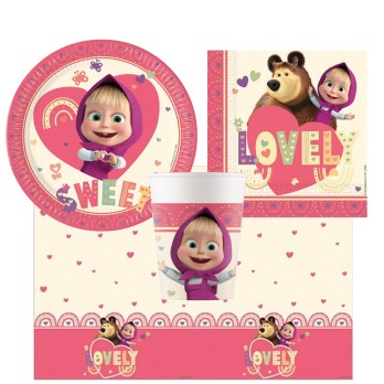 KIT 16 - COORDINATO TAVOLA COMPLEANNO MASHA E ORSO