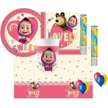 KIT 30 - MASHA E ORSO + PALLONCINI E 2 TUBI SPARACORIANDOLI