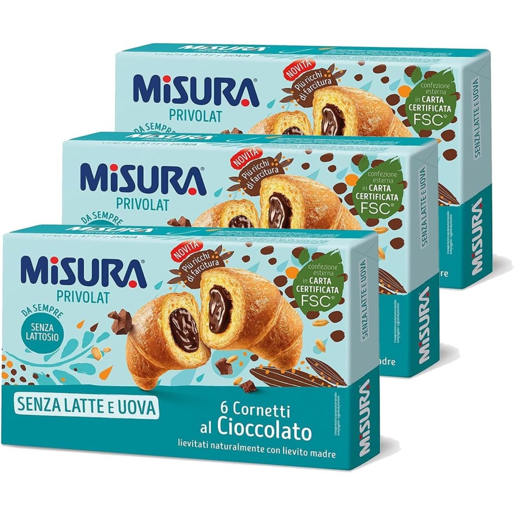 3 X Misura Cornetti al Cioccolato Senza Latte e Uova con Lievito Madre 298g