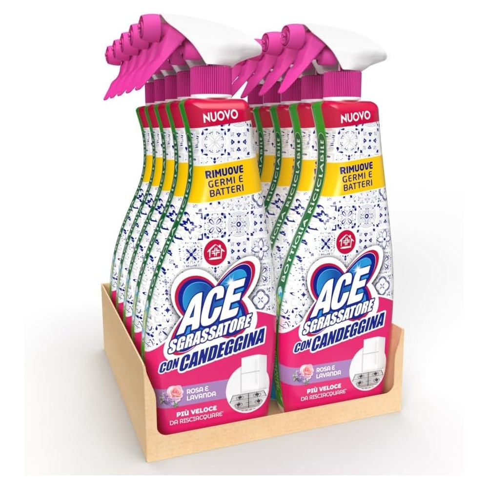 10  ACE Spray Sgrassatore Rosa, Fresco profumo di Rosa e Lavanda