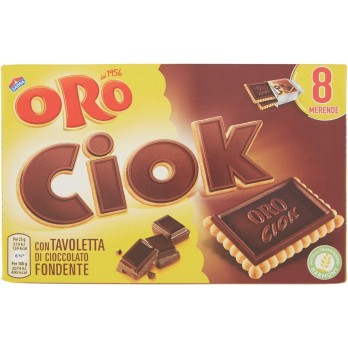 6X Oro Ciok Biscotto Snack con Tavoletta di Cioccolato Fondente 200gr