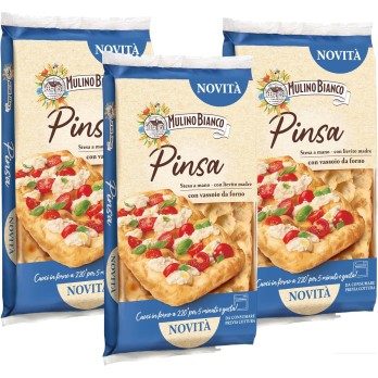 3X Mulino Bianco, Novità Pinsa in Vassoio Stesa a Mano con Lievito Madre 230g
