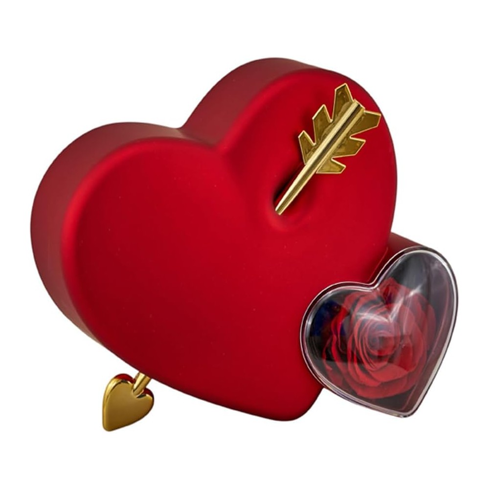 Scatola Cuore Rossa con Rosa Stabilizzata e Cassettino estraibile 12 x 13 x 16 cm