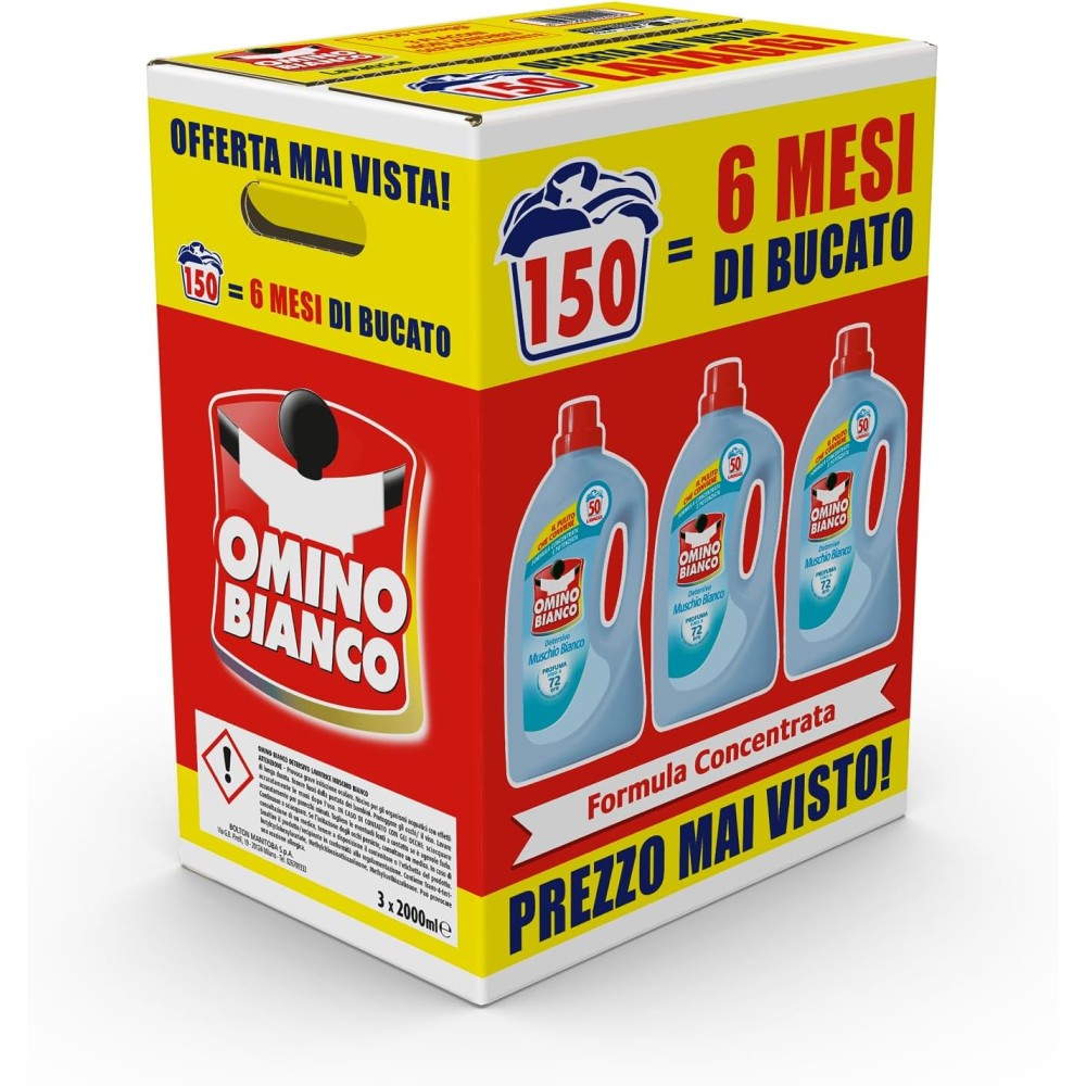 Omino Bianco 150 Lavaggi 2000 ml x 3 Confezioni