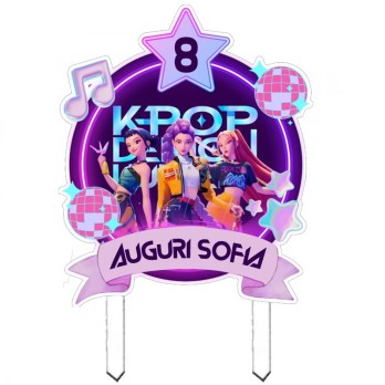 Cake Topper in Plexiglass KPop Demon Hunters personalizzabile