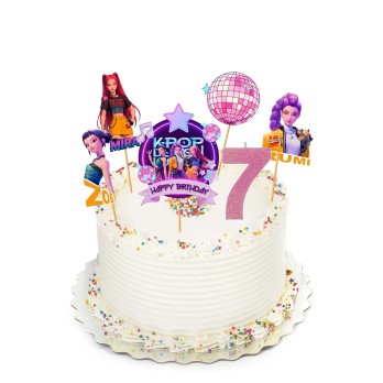 Cake Topper Picks KPop Demon Hunters 5pz con candelina