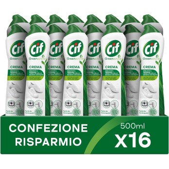 Cif Crema, Detergente per Superfici Dure, Formato 16 Pezzi da 500 ml,
