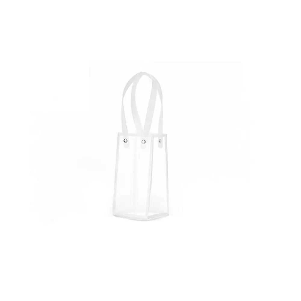 1 shopper trasparente con bordo bianco 8X8X16H cm A3072
