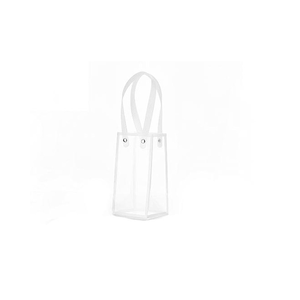 1 shopper trasparente con bordo bianco 8X8X16H cm A3072