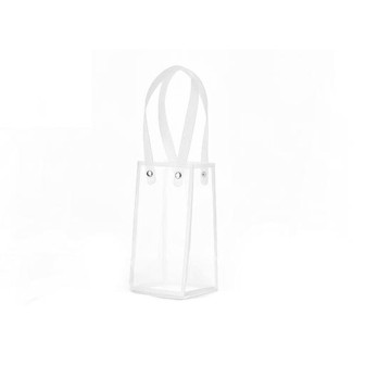 1 shopper trasparente con bordo bianco 8X8X16H cm A3072