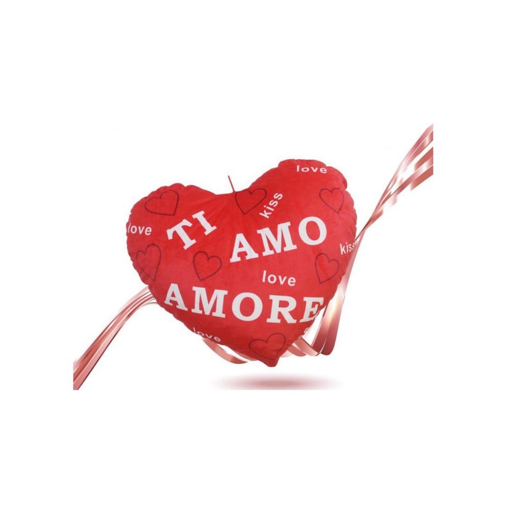 Cuscino cuore peluche con disegno 55 cm 98664