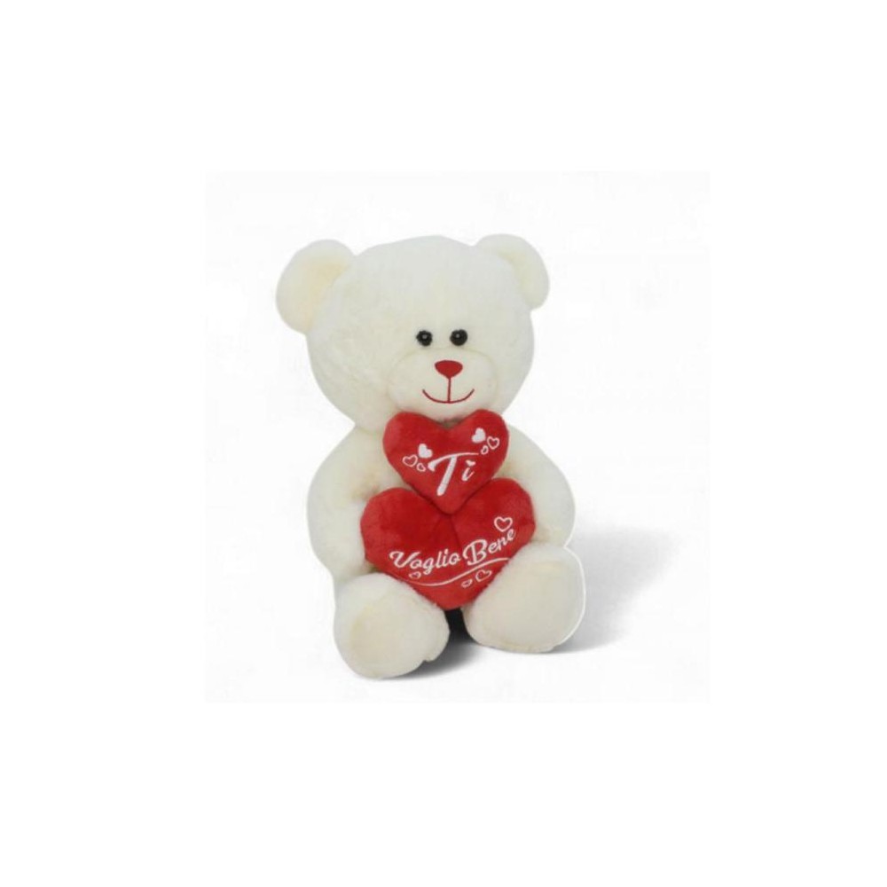 Orso in peluche 25 cm bianco con  cuore 79504