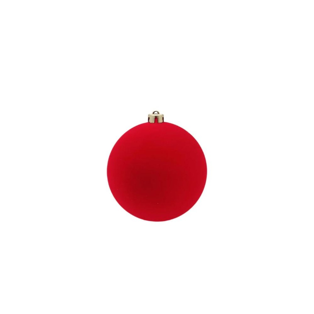 Palla di natale 15 cm diametro floccato rosso 389721
