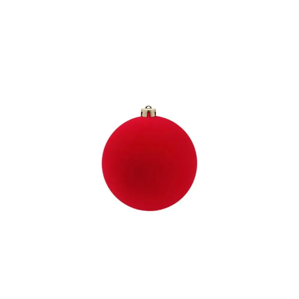 Palla di natale 15 cm diametro floccato rosso 389721