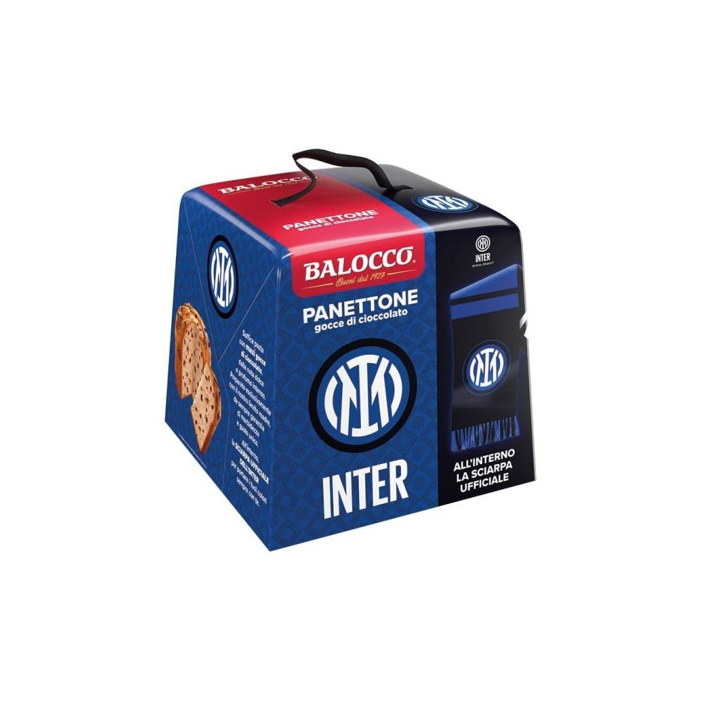 Panettone Inter 500 g gocce di cioccolato Balocco con sciarpa