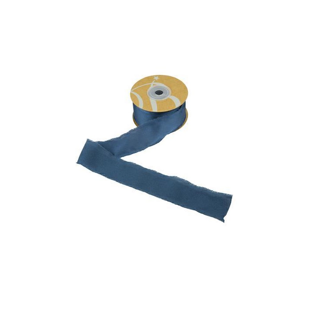 Rotolo Nastro di Raso con Frangia Blu  mm25x15mt - 1pz  - NI75 09