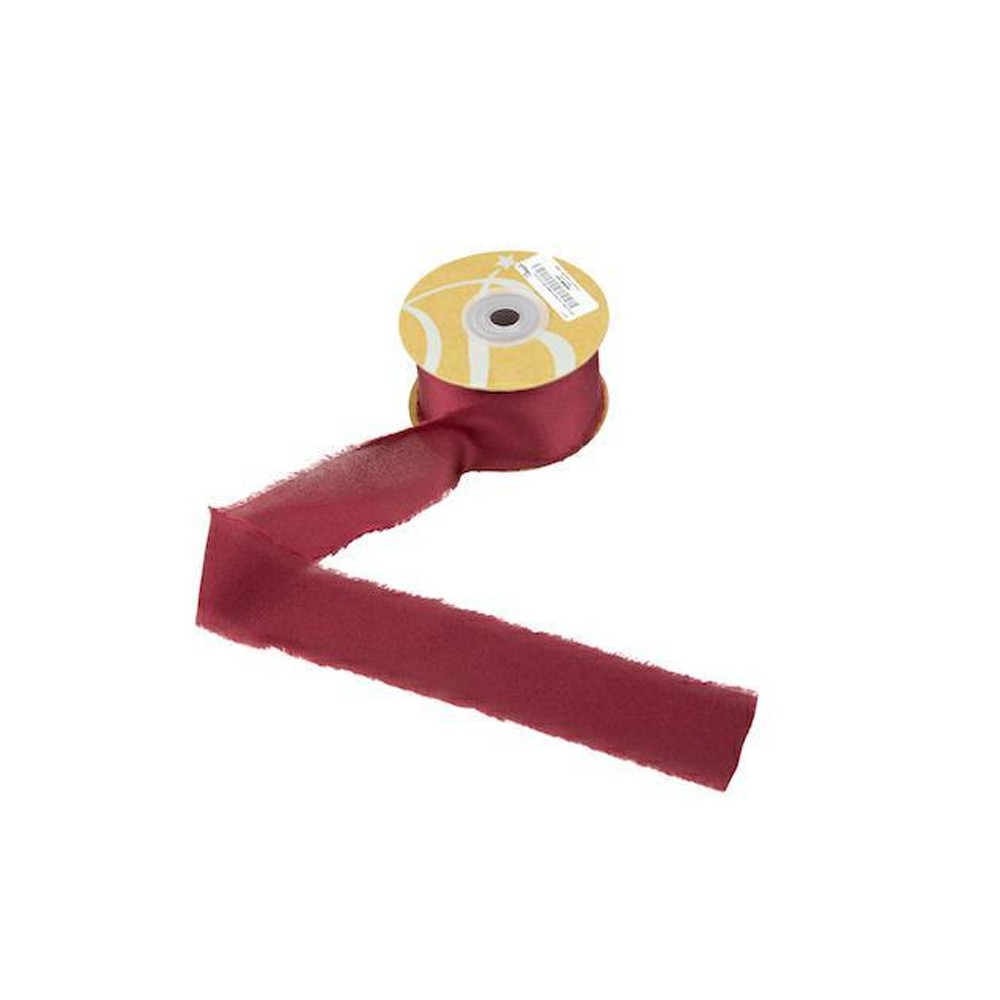 Rotolo Nastro di Raso con Frangia bordeaux  mm25x15mt - 1pz  - NI75 13