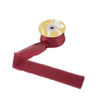 Rotolo Nastro di Raso con Frangia bordeaux  mm25x15mt - 1pz  - NI75 13