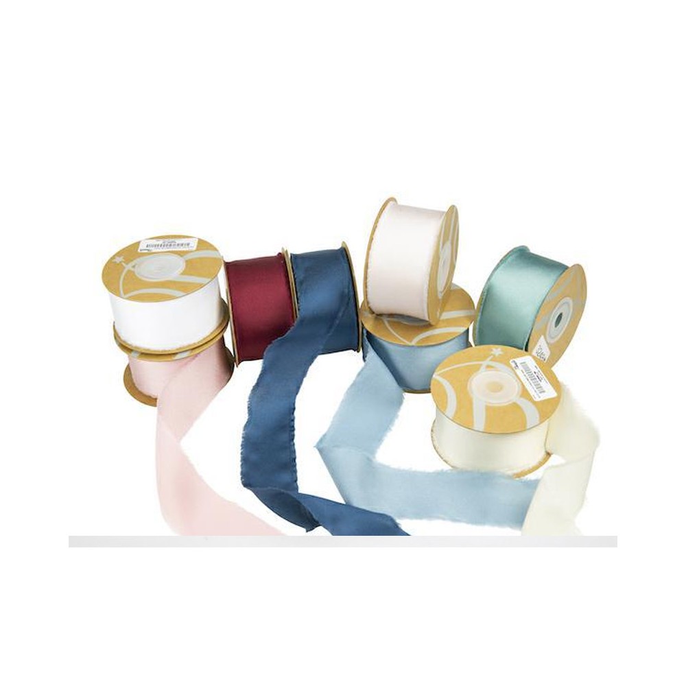 Rotolo Nastro di Raso con Frangia panna mm40x15mt - 1pz  - NI74 02