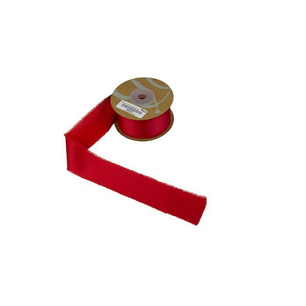 Rotolo Nastro di Raso con Frangia rosso  mm25x15mt - 1pz  - NI75 10