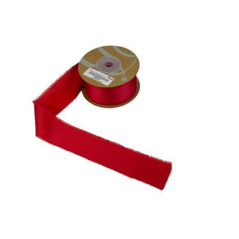 Rotolo Nastro di Raso con Frangia rosso  mm25x15mt - 1pz  - NI75 10