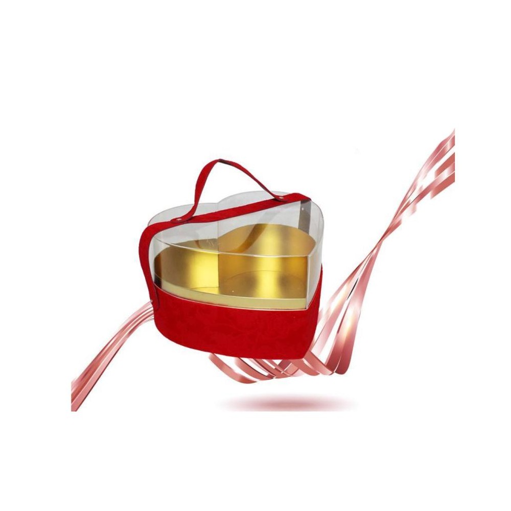 Scatola Plastica e tessuto a forma di cuore rossa 50932 25 x 23 x 14 cm