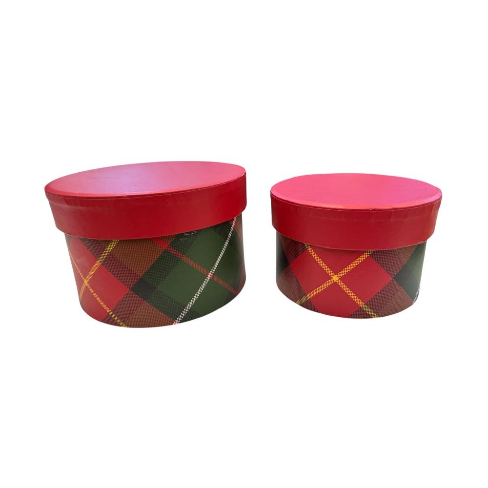 Set 2 scatole tonde dia 11 cm e dia 9 cm scozzese 302980
