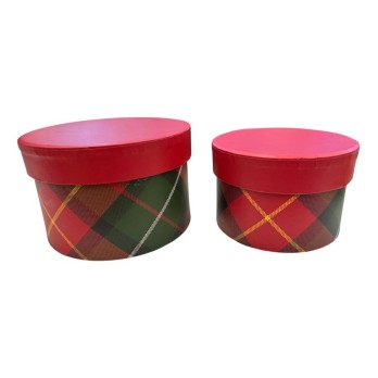 Set 2 scatole tonde dia 11 cm e dia 9 cm scozzese 302980