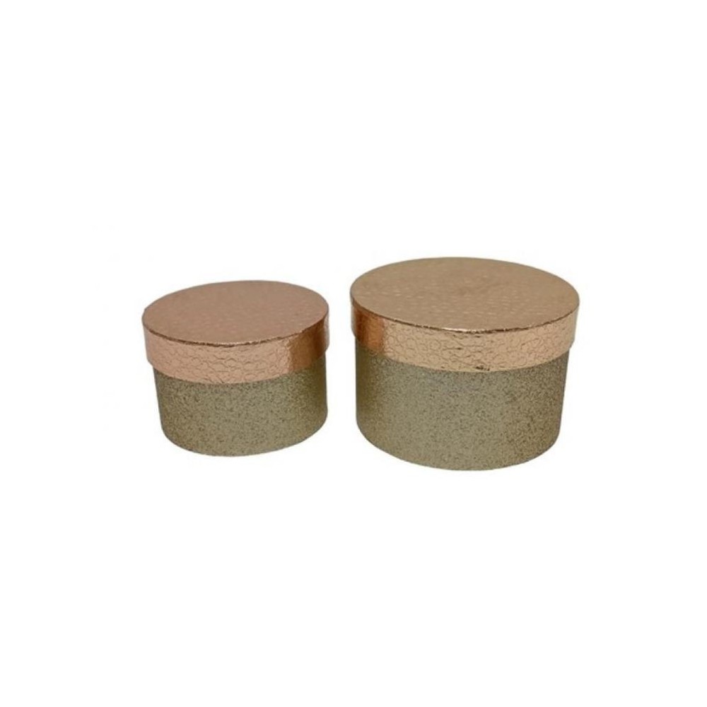 Set 2 scatole tonde dia 11 cm e dia 9 glitterate oro 302867