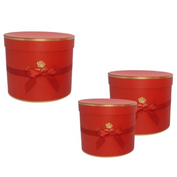 set 3 scatole tonde rosse 30 x 20 cm 19 x 17 cm 16 x 14 cm 79849