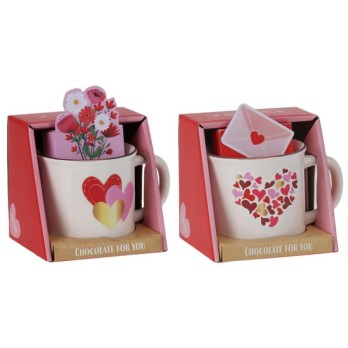 Tazza mug in ceramica con cioccolatini 2 mod. assortiti e casuali 818790 san valentino
