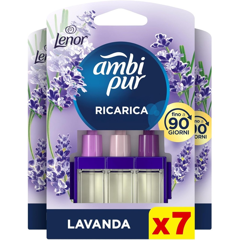 Ambi Pur 3Volution Profumatore per Ambienti, 7 Ricariche per Diffurore Elettrico, Fragranza Lavanda