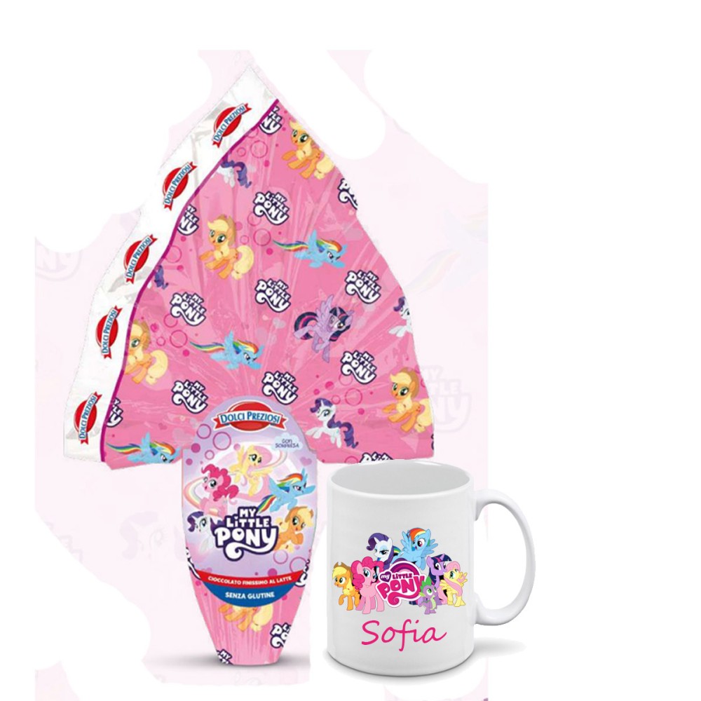 Uovo di Pasqua Cioccolato al latte 150 gr Little pony + tazza personalizzabile