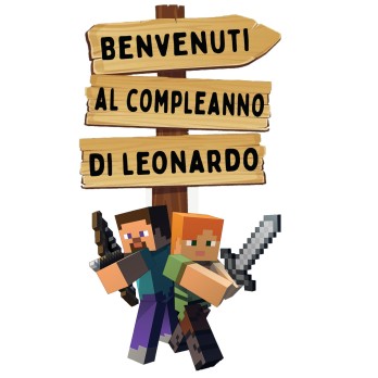 Sagoma decorativa in legno Minecraft con frecce personalizzabili - 85 cm