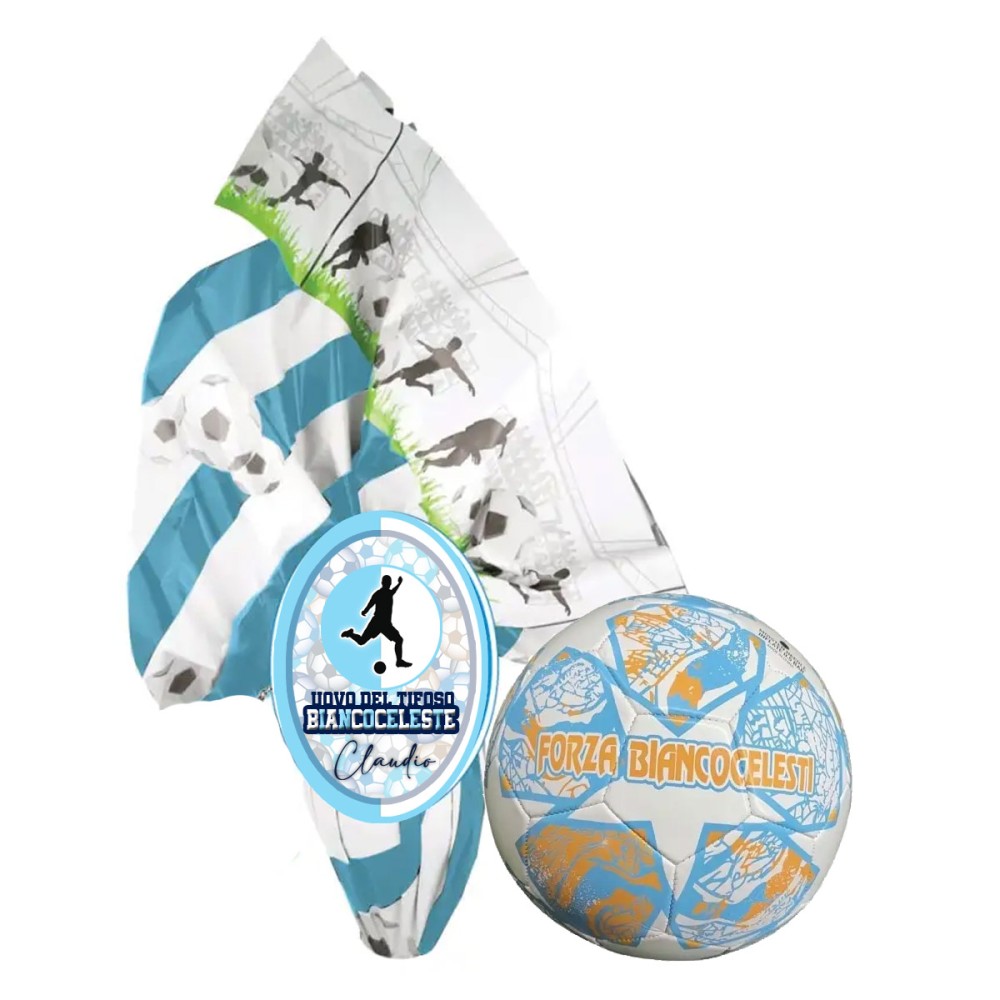 Uovo di Pasqua Lazio Forza Biancocelesti personalizzabile con pallone n.5