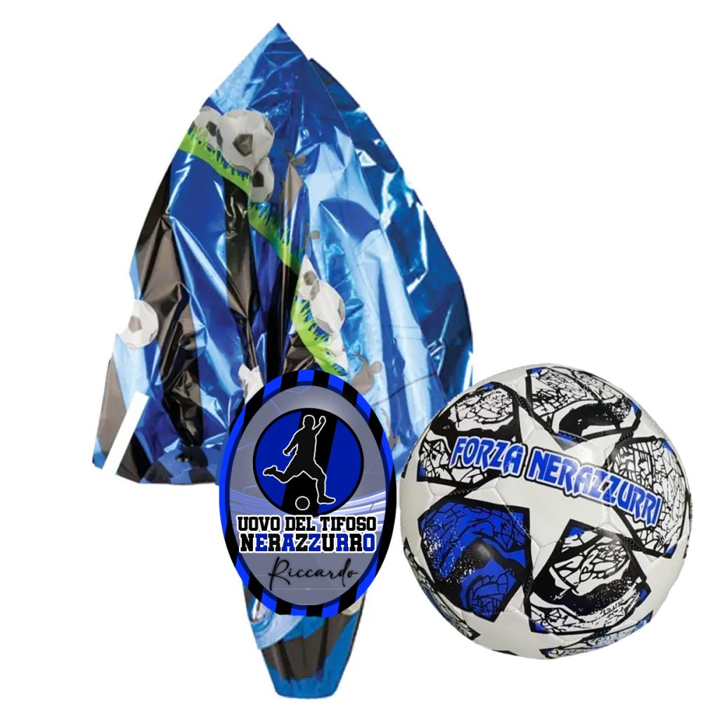 Uovo di Pasqua Inter Forza Nerazzurri personalizzabile con pallone n.5