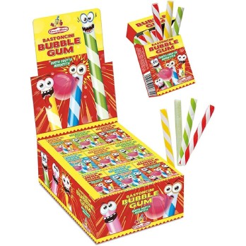 Bastoncini Bubble Gum alla Frutta, Box Singolo da 36 Pezzi,